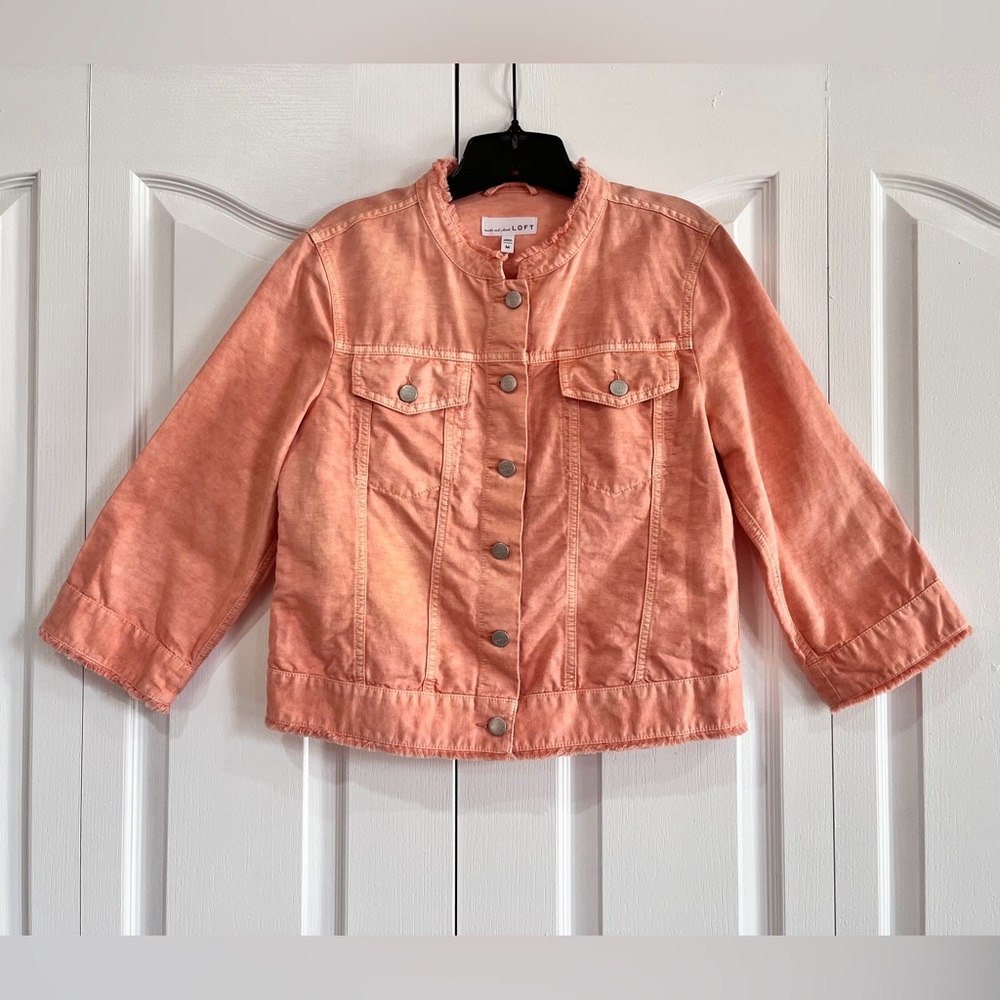 Loft peach 3/4 sleeve lightweight linen jean jacket size M